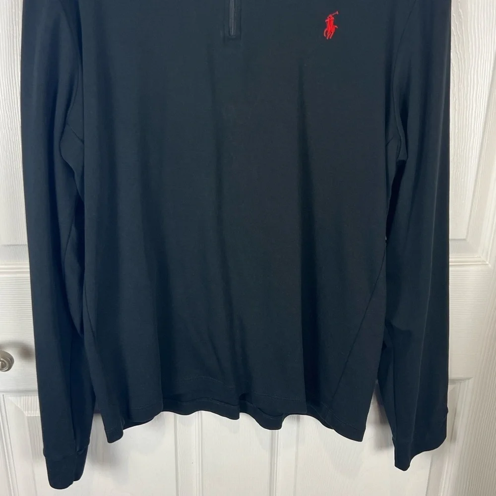 Polo Ralph Lauren men’s black cotton 1/4 zip long sleeve pullover size large
